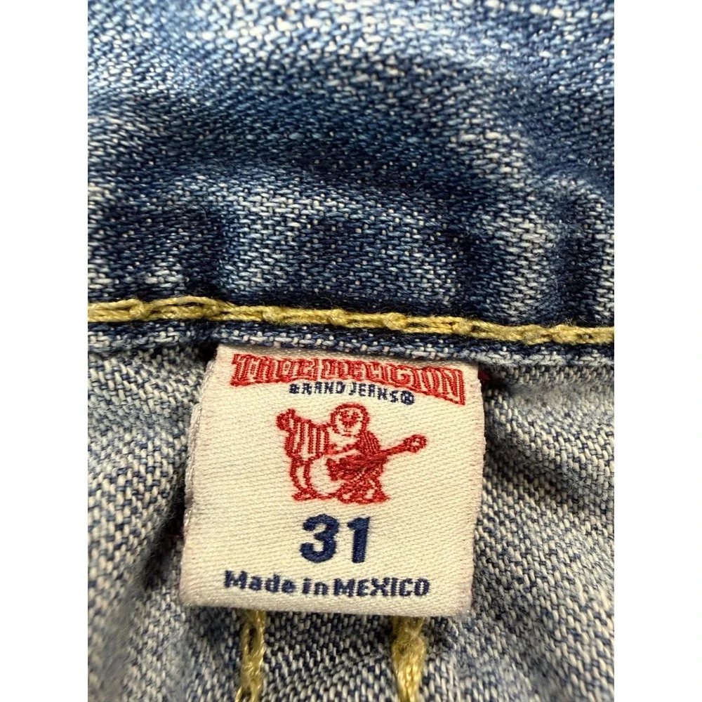 True Religion Mens Sz 31 31x27 Slim Flap Big T Blue Medium Wash Jeans (GG10)